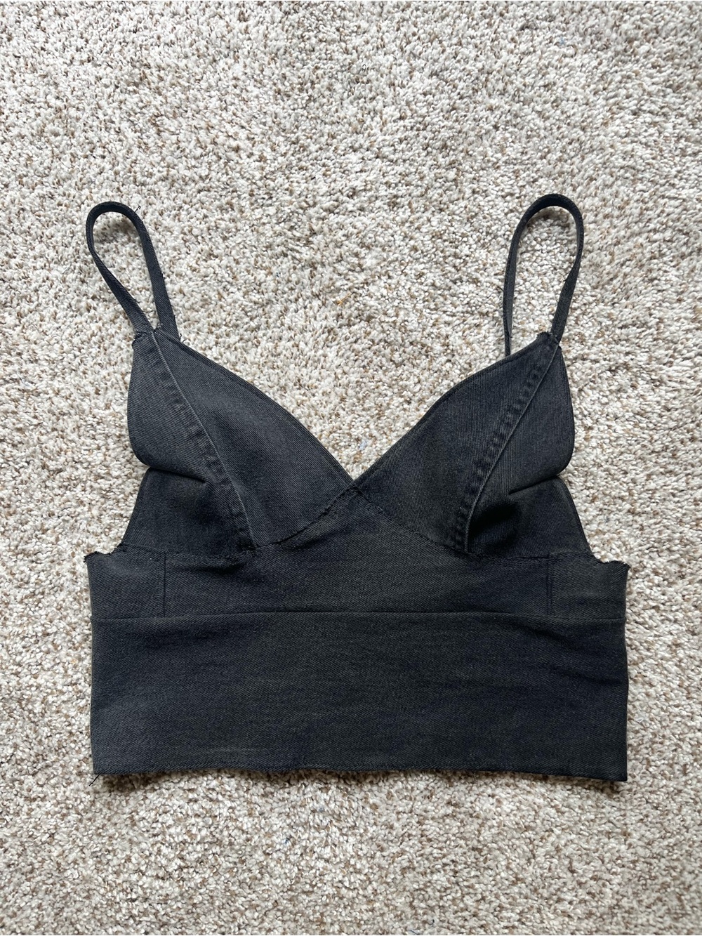 Black Denim Crop Top